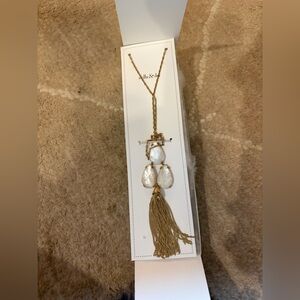 NWT Stella & Dot Gold and White Tassel Necklace